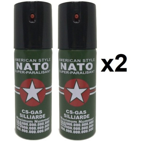 2 spray NATO paralizant de buzunar cu piper pentru autoaparare