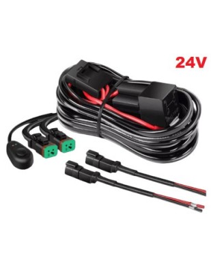 Cablaj cu buton si releu 24V pentru 2 proiectoare led/led bar pana la 288W foto