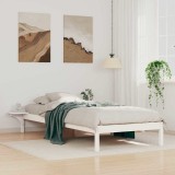 vidaXL Cadru de pat cu mese laterale Alb 90 x 210 cm Lemn de pin masiv 873221