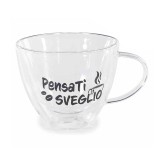 Cumpara ieftin Ceasca sticla fund dublu transparenta neagra &Oslash; 11 cm x 9 H, 300 ml