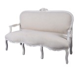 Sofa trei locuri din lemn masiv alb si tapiterie alba CAT361B55