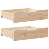 vidaXL Sertare de pat cu roți, 2 buc., 75x55x17 cm, lemn masiv de pin