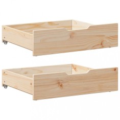 vidaXL Sertare de pat cu roți, 2 buc., 75x55x17 cm, lemn masiv de pin 850932