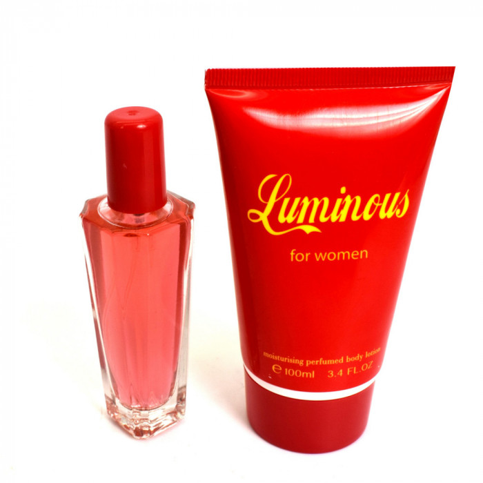 Set apa de parfum si lotiune hidratanta parfumata Luminous , 30 ml + 100 ml, pentru femei, rosu