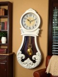 Ceas de perete alb cu pendul 68 cm