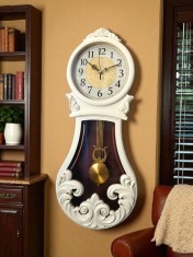 Ceas de perete alb cu pendul 68 cm