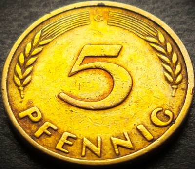 Moneda istorica 5 PFENNIG - RF Germania, anul 1950 * cod 4263 - litera G foto