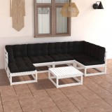 Gossi set mobilier de gradina cu perne, 7 piese, lemn masiv de pin
