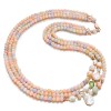 Colier Argint 925 Placat Aur Roz cu Morganit si Perle de Cultura, 73cm, Made in Italy. Cutie Cadou