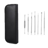 Cumpara ieftin Trusa 7 instrumente din inox pentru cosmetica, extractia comedoanelor, punctelor negre si acneei, cu pouch de depozitare negru