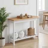 VidaXL Masă de consolă EKAI Alb 112 x 35 x 76 cm Lemn masiv de pin 42037018