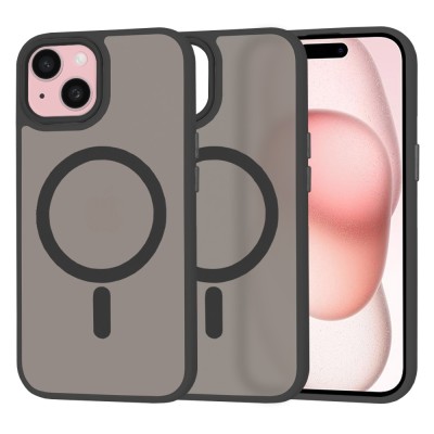 Husa iPhone 15 6.1 Silicon Magsafe HaloFrost Negru Fumuriu foto