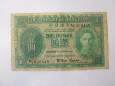 Data/an rare! Hong Kong 1 Dollar 1952 foto