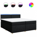 Cumpara ieftin Pat box spring cu saltea, negru, 200x200 cm, textil