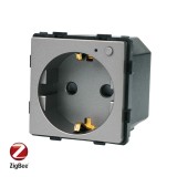 Priza inteligenta Zigbee Luxion cu monitorizare consum, gri, fara rama