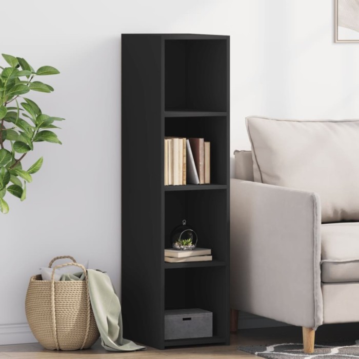 Gossi dulap inalt, negru, 30x41x124 cm, lemn compozit