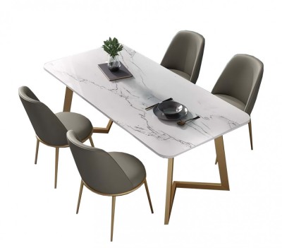Set Masa Cu 4 Scaune HA07, 160X80X74 cm, Gri foto