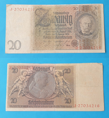 Bancnota veche - Germania 20 Mark 1929 - circulata in stare buna foto