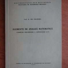 Elemente de analiza matematica/ Ion Colojoara