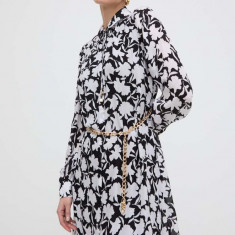 MICHAEL Michael Kors rochie din amestec de matase culoarea negru, mini, evazati