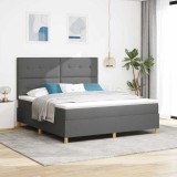Cumpara ieftin Pat cu arcuri cu saltea și LED Gri &icirc;nchis 180x200 cm Țesătură