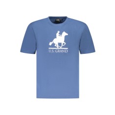 U.S. Grand POLO Tricou barbati cu imprimeu, cu decolteu la baza gatului, albastru oceanic, S