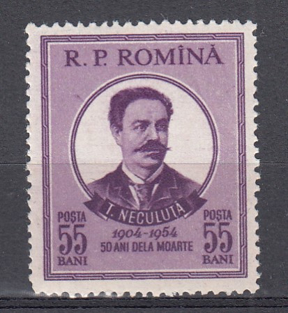ROMANIA 1954 LP 375 - 50 ANI MOARTEA POETULUI T. NECULUTA SARNIERA