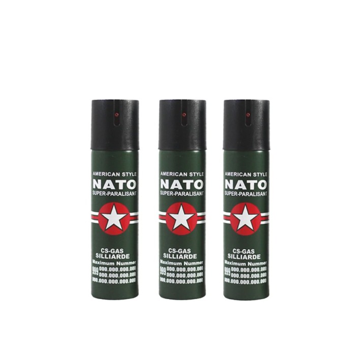 Set 3 sprayuri paralizante, Nato Defence, propulsie jet, 60 ml, verde