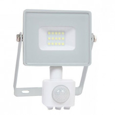 Proiector LED V-tac cu senzor miscare,10W, 800lm, lumina rece, 6400K, IP65, alb