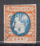 ROMANIA 1869 LP 28 CAROL I CU FAVORITI 25 BANI STAMPILAT