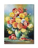 Tablou cu flori pictat manual, Din gradina bunicii, 40x30cm ulei pe panza, Constantin Feraru