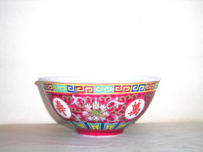 Bol (won) portelan chinezesc - Enamel Wu kai 3 - marcat Zhongguo Jingdezhen Zhi foto