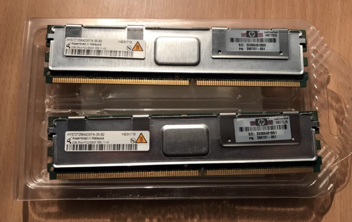 Memorie PC 4 GB DDR 2 kit 2x2 QIMONDA PC2-5300F ECC DDR2-667