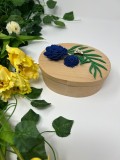 Cumpara ieftin Cutie de Bijuterii din Lemn , Decor Elegant cu Flori din Fetru Albastre