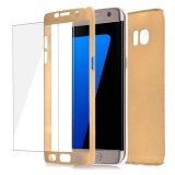 Cumpara ieftin Husa protectie pentru Samsung Galaxy S7 Edge, Auriu, Fullbody fata-spate, folie de protectie gratis, MyStyle