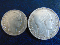 Monede argint 10&amp;amp;20 Francs 1933, 30 gr foto