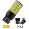 Bec LED Canbus T20, W21/5W, 7443, 144 LED-uri pentru Marsarier sau Lumini de zi DRL cu Dubla Intensitate, culoare alb 6000K