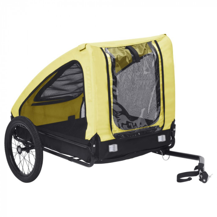 vidaXL Remorcă de bicicletă pentru animale de companie, galben &amp; negru