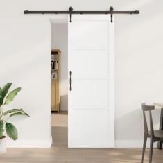 Ușă glisantă vidaXL cu set de hardware Alb 73.5x211 cm Lemn masiv Pin foto