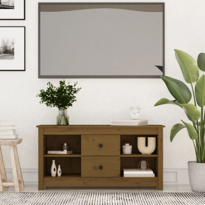 vidaXL Comodă TV, maro miere, 103x36,5x52 cm, lemn masiv de pin foto