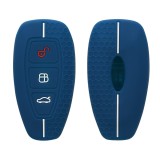 Husa Cheie Auto pentru Ford - 3 Butoane - Keyless Go, kwmobile, Silicon, Albastru, 53133.11