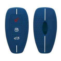 Husa Cheie Auto pentru Ford - 3 Butoane - Keyless Go, kwmobile, Silicon, Albastru, 53133.11