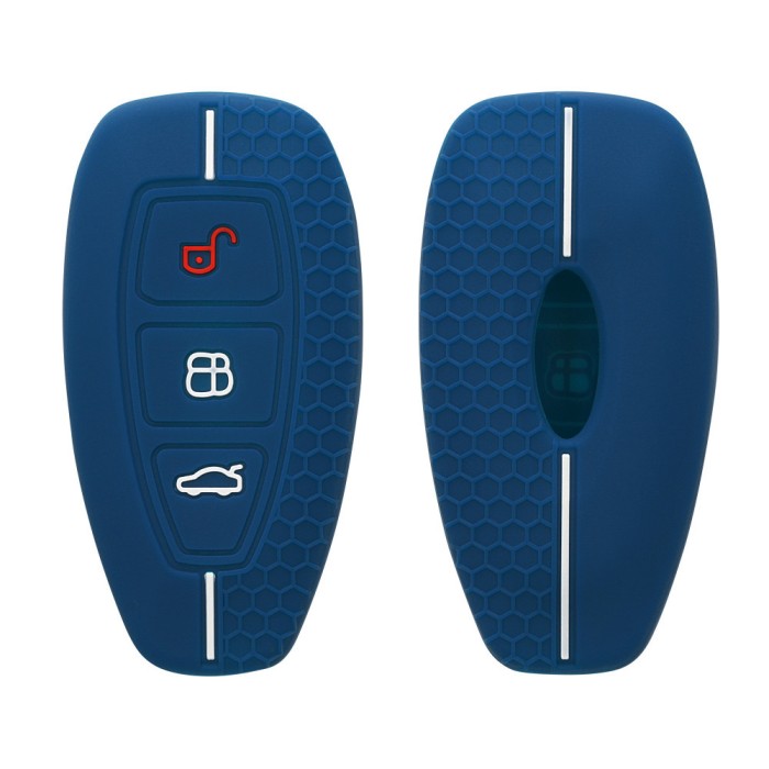 Husa Cheie Auto pentru Ford - 3 Butoane - Keyless Go, kwmobile, Silicon, Albastru, 53133.11