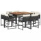 Set mobilier de gradina cu perne, 9 piese, negru, poliratan