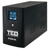 UPS 2100VA / 1200W LCD display Line Interactive cu stabilizator 2 iesiri schuko 2x9Ah TED UPS Expert TED001603 SafetyGuard Surveillance