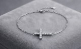 Cumpara ieftin Bratara din Argint 925 cu Cruce din Zirconiu - Placata cu Rodiu, 2.59g, 17+3 cm