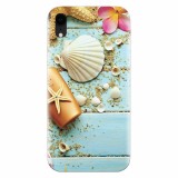 Husa silicon pentru Apple Iphone XR, Blue Wood Seashells Sea Star