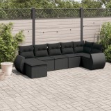 Cumpara ieftin Set canapele de grădină cu perne, 7 piese, negru, poliratan