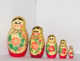 Papusa lemn Matrioska originala - 5 piese - pictate manual si lacuite - stilul Voronej, Rusia