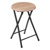 Taburet pliabil 5Five cu sezut MDF si cadru metalic, 30x46 cm, bej Household NewTrend